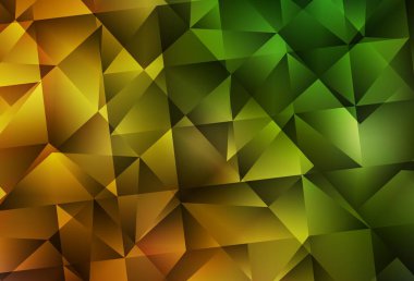 Koyu yeşil, sarı vektör soyut çokgen şablon. Zarif üçgenleri olan soyut çizimler. İş tasarımınız için yepyeni bir tarz.