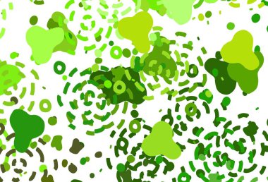 Açık yeşil, Memphis şekilli sarı vektör arkaplan. Modern tarzda değişen renkli kaotik formlar. Kartvizitiniz için modern tasarım.