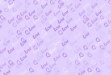 Karalama kalpli hafif Mor vektör şablonu. Bulanık arkaplanda gradyan kalp şekilleri olan bir resim. Karnaval için şablon, festival için romantik broşürler.