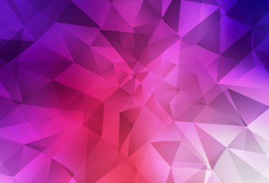 Açık Pembe, Kırmızı vektör üçgen mozaik arka plan. Üçgenlerden oluşan parlayan çokgen çizimler. Dizaynınız için üçgen desen.