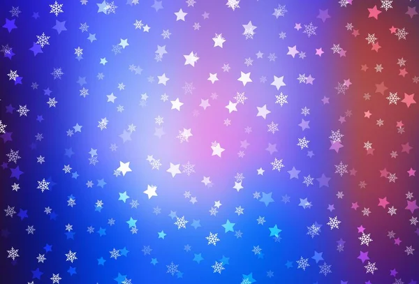 Bleu Clair Gabarit Vectoriel Rouge Avec Flocons Glace Étoiles Design — Image vectorielle