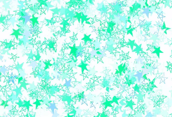 Azul Claro Verde Textura Vetorial Com Belas Estrelas Ilustração Colorida — Vetor de Stock