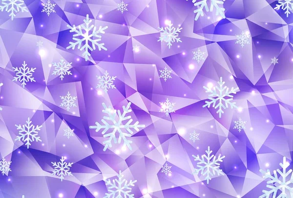 Light Purple Sfondo Vettoriale Con Bellissimi Fiocchi Neve Stelle Gradiente — Vettoriale Stock