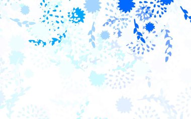 Açık mavi vektör doğal sanat eserleri, çiçekler, güller. Beyaz arka planda gradyanı olan çiçekler. Cep telefonlarının geçmişleri için şablon.