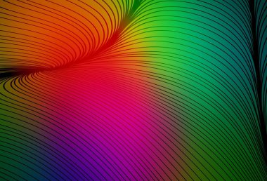 Bükülmüş çizgileri olan koyu renkli vektör düzeni. Eğilimli soyut bir çizim. İşiniz için en iyi tasarım.