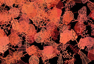 Koyu kırmızı vektör ağaçlar ve dallarla soyut desen oluşturuyor. Eğimli soyut renkli ağaçlar. İşiniz için yepyeni bir tasarım..