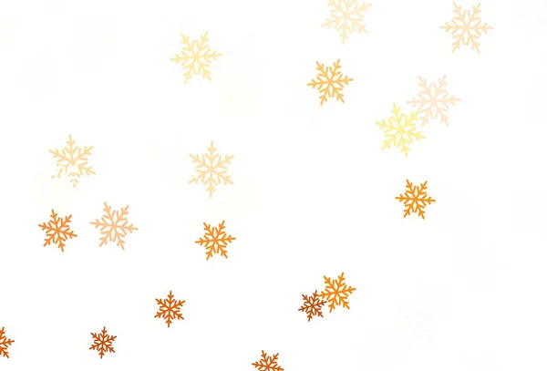 Luz Fundo Vetor Laranja Com Flocos Neve Xmas Estrelas Ilustração — Vetor de Stock