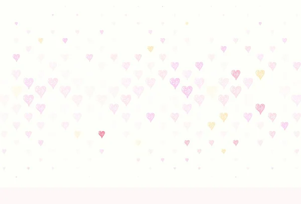 Ανοιχτό Ροζ Κίτρινο Διάνυσμα Φόντο Καρδιές Λαμπερή Απεικόνιση Καρδιές Αφηρημένο — Διανυσματικό Αρχείο