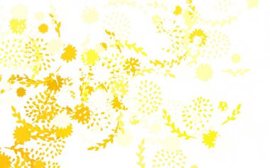 Açık yeşil, sarı vektör karalama arkaplanı çiçekli, güllü. Beyaz arka planda eskiz karalama çiçekleri. Duvar kağıtları, boyama kitapları için desen.