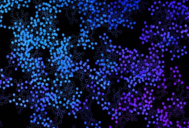 Koyu pembe, yapay zeka kavramına sahip mavi vektör dokusu. Renkli yapay zeka yapısı, eğimli çizgiler ve noktalar. Poster ve teknoloji sembolü.