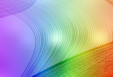 Bükülmüş çizgileri olan çok renkli ışık vektör dokusu. Basit çizgilerle renkli gradyan çizimi. Broşürler, broşürler için doku.