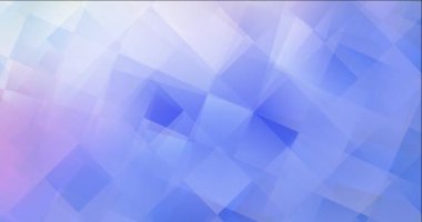 Açık pembe 4K döngüsü, eşkenar dörtgenli mavi soyut animasyon. Yavruları ve dikdörtgenleri olan holografik video. Sunumlar için akış tasarımı. 4096 x 2160, 30 fps.