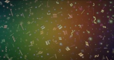 4K, kutlama tarzında koyu yeşil, kırmızı animasyon videosu. Kutlama şeyleri ile modern soyut animasyon. Video tasarımcıları için yanıp sönüyor. 4096 x 2160, 30 fps.