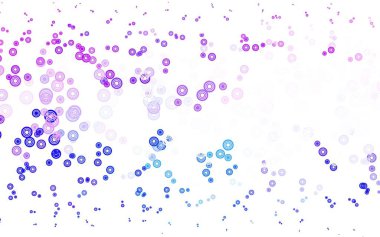 Açık pembe, küreli mavi vektör deseni. Bulanık dekoratif tasarım baloncuklu soyut tarzda. Reklamlar, broşürler için desen.