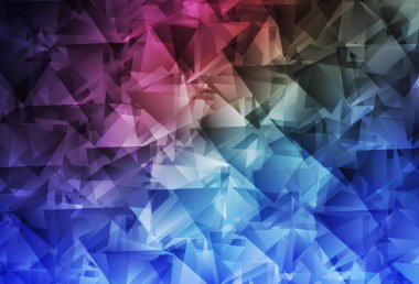 Koyu pembe, mavi vektör eğimli üçgen dokusu. Gradyanı olan üçgen geometrik örnek. Marka kitabınız için yeni şablon.