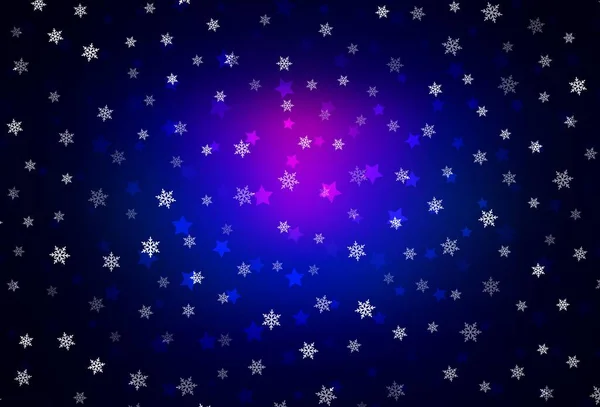 Dunkelrosa Blaue Vektorschablone Mit Eisschneeflocken Sternen Leuchtend Bunte Illustration Mit — Stockvektor