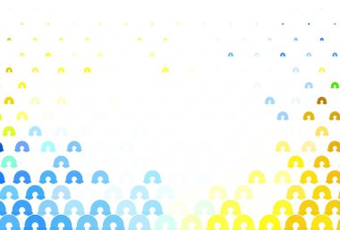 Açık mavi, sarı vektör arkaplan, gökkuşağı, bulut. İzole edilmiş gökkuşağı işaretleri. Eğlence tasarımları için çizim.