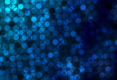 Lekeli koyu mavi vektör arkaplan. Bulanık dekoratif tasarım baloncuklu soyut tarzda. Reklamlar, broşürler için desen.