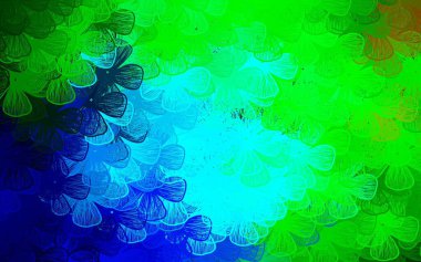 Koyu mavi, ağaçlı, dallı yeşil vektör soyut tasarımı. Beyaz arka planda gradyanı olan çiçekler. Duvar kağıdı tasarımınız için yeni bir doku.