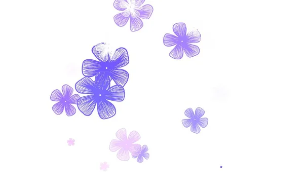 Светло Фиолетовый Розовый Вектор Цветами Иллюстрация Красочными Абстрактными Цветками Каракулей — стоковый вектор