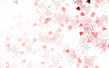 Açık pembe, kaotik şekilli kırmızı vektör şablonu. Rastgele şekillerle soyut tarzda dekoratif tasarım. Duvar kağıtları için zarif tasarım.