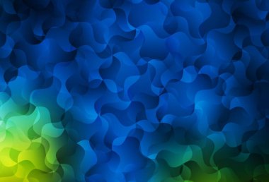 Koyu mavi, eğri çizgileri olan yeşil vektör arkaplan. Değişken çizgileri olan renkli soyut çizimler. İşiniz için en iyi tasarım.