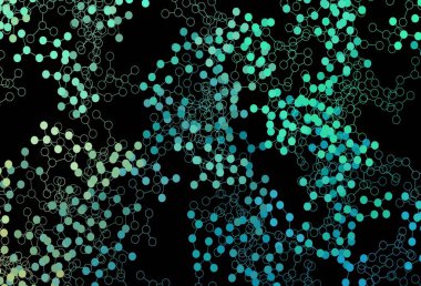 Koyu yeşil vektör arkaplanı ve yapay zeka verileri. Renkli yapay zeka yapısı, eğimli çizgiler ve noktalar. Teklif verilerinin tanıtımı için akıllı tasarım.