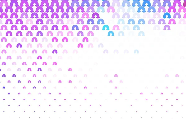 浅粉色 蓝色矢量背景与彩虹符号 用彩虹的孤立的迹象来说明 有趣设计的素描 — 图库矢量图片