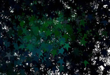 Gökyüzü yıldızlı koyu yeşil vektör şablonu. Renkli yıldızlı soyut çizimler. Kozmik arkaplanlar için şablon.