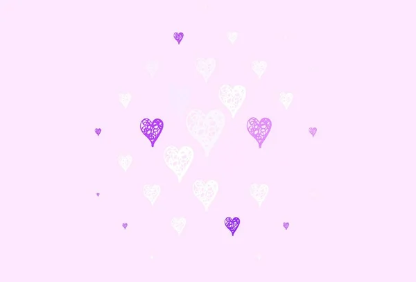Light Purple Vector Texture Lovely Hearts Decorative Design Hearts Simple — Stock Vector