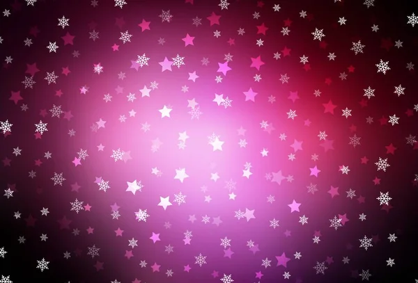 暗色粉红矢量背景与圣诞雪花 用渐变的雪型显示彩色的图画 新年海报 横幅的设计 — 图库矢量图片