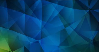4K koyu mavi, yeşil çokgen soyut görüntü döngüsü.