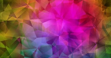 4K koyu pembe, yeşil çokgen soyut animasyon.