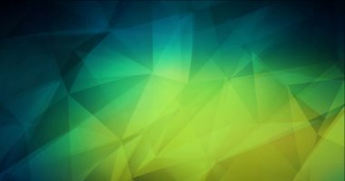 4K koyu mavi, yeşil çokgen soyut görüntü döngüsü.