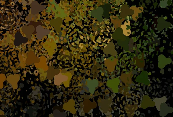 Verde Oscuro Plantilla Vectorial Amarilla Con Formas Caóticas Ilustración Colorida — Vector de stock