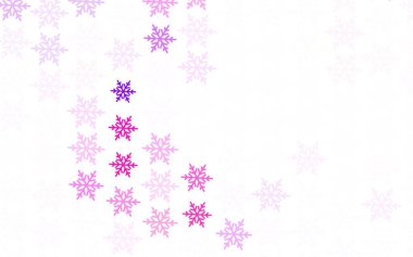 Açık pembe, sarı vektör dokusu, renkli kar taneleri, yıldızlar. Karlı Xmas tarzında renkli dekoratif tasarım. Yeni Yıl broşürleri için temel bölüm.
