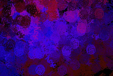 Koyu mavi, soyut şekilli kırmızı vektör dokusu. Renkli rastgele şekillerle modern soyut illüstrasyon. Duvar kağıtları için zarif tasarım.