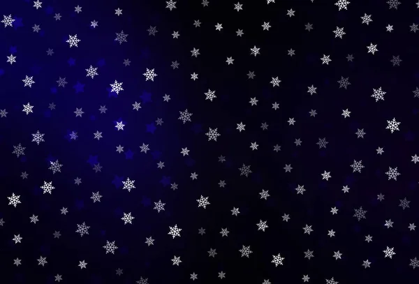 Xmasの雪の結晶 星とダークブルーのベクトル背景 雪とクリスマススタイルでカラフルな装飾デザイン 新年の広告 小冊子のデザイン — ストックベクタ
