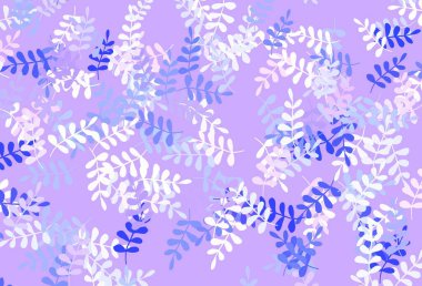 Açık pembe, yapraklı mavi vektör zarif şablon. Bulanık şekilli ve yapraklı yepyeni bir resim. Web siteleri ve pankartlar için desenli desen.