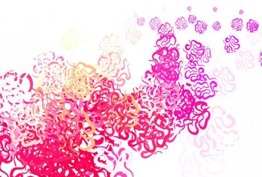 Açık pembe, rastgele şekilli sarı vektör deseni. Rastgele şekillerle soyut tarzda dekoratif tasarım. Duvar kağıtları için zarif tasarım.