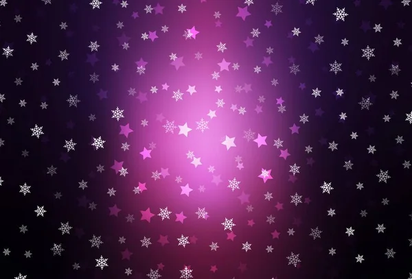 Diseño Vectorial Rosa Oscuro Con Copos Nieve Brillantes Estrellas Ilustración — Vector de stock