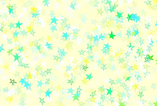 Ljusblå Grön Vektor Bakgrund Med Färgade Stjärnor Dekorativ Lysande Illustration — Stock vektor