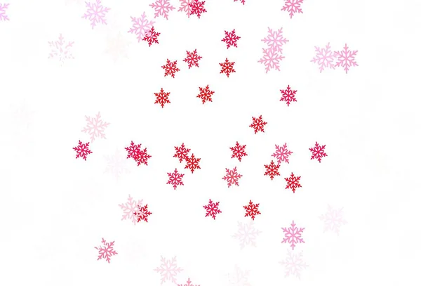 Light Pink Red Vector Texture Colored Snowflakes Stars Shining Colorful — Stock Vector