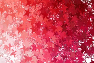 Gökyüzü yıldızlı açık kırmızı vektör şablonu. Soyut şablondaki yıldızlarla dekoratif parlak illüstrasyon. Astronomi web siteleri için desen.