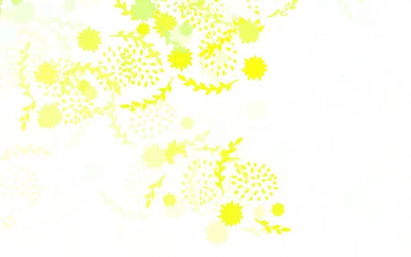 Verde Claro Patrón Natural Vector Amarillo Con Flores Rosas Diseño — Vector de stock