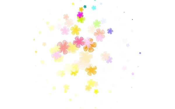 Ljusrosa Gul Vektor Naturligt Mönster Med Blommor Doodle Illustration Blommor — Stock vektor