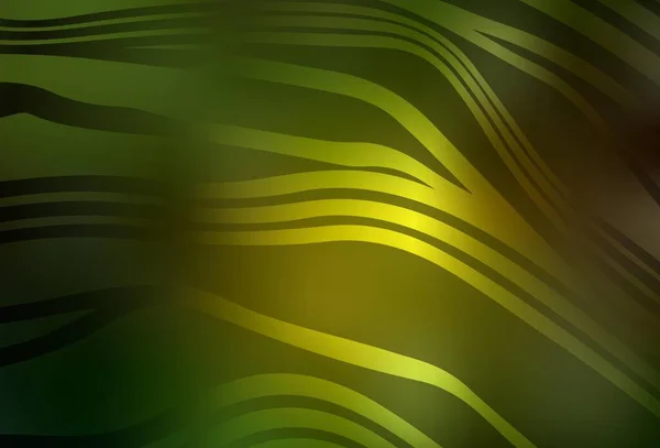 ダークグリーン 黄色のベクトルの背景に曲線 グラデーションのある丸みを帯びた抽象的なイラスト デザインのパターン — ストックベクタ