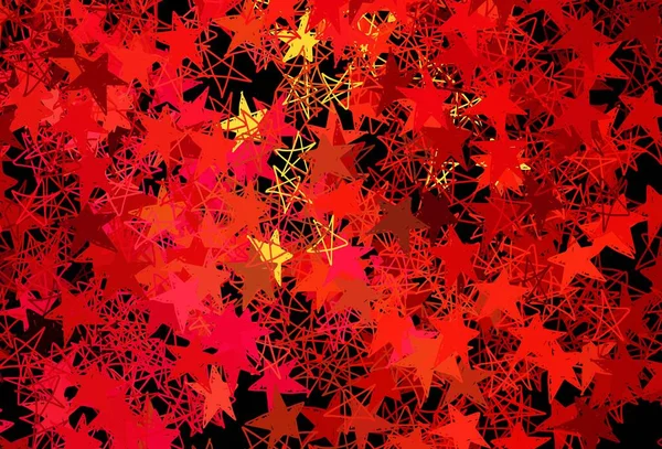 Tmavě Červená Žluté Vektorové Pozadí Krásnými Sněhové Vločky Hvězdy Barevný — Stockový vektor