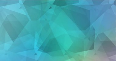 4K döngü açık mavi, yeşil çokgen soyut görüntü.