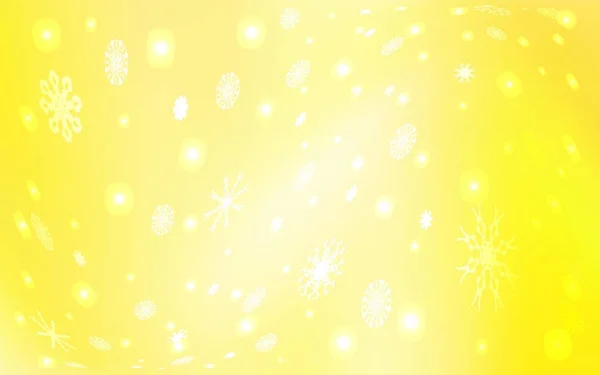 Lichtgeel Vector Patroon Met Kerst Sneeuwvlokken Glitter Abstracte Illustratie Met — Stockvector